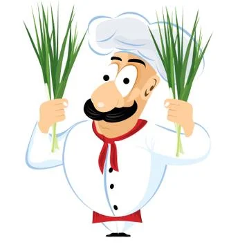 Chef holding green onion Illustrazione stock