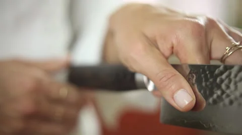 Chef holding a kitchen knife Stock Footage 59887189