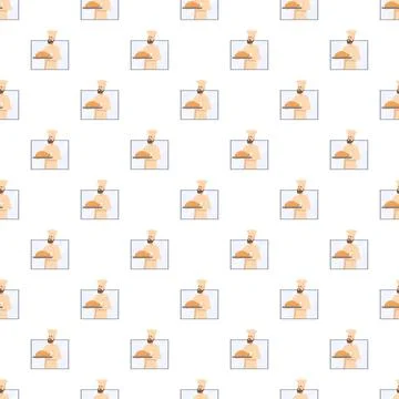 Chef holding poultry on platter seamless pattern Stock Illustration