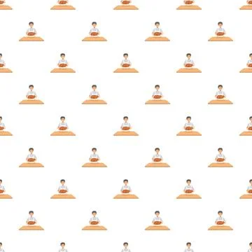 Chef holding roasted turkey on tray seamless pattern Stock Illustration