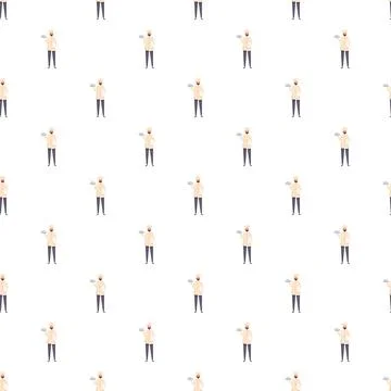 Chef holding serving platter seamless pattern Stock Illustration