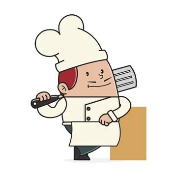Chef holding a spatula Stock Illustration