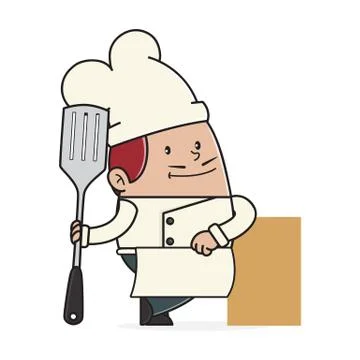 Chef holding a spatula 스톡 일러스트