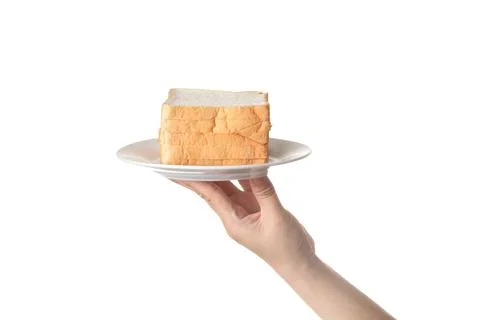 Chef holding toast wheat bread sliced on white background Stock Photos