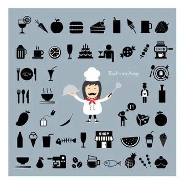 Chef holding a tray vector cartoon Stock Illustration