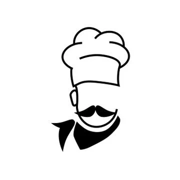 Chef icon with hat and big mustache Stock Illustration