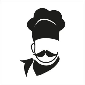 Chef icon with hat and big mustache Stock Illustration