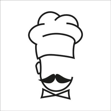 Chef icon with hat and big mustache Stock Illustration