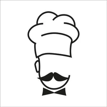 Chef icon with hat and big mustache Stock Illustration