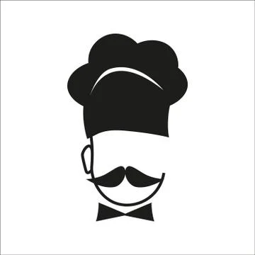 Chef icon with hat and big mustache Stock Illustration
