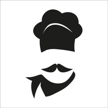 Chef icon with hat and big mustache Stock Illustration