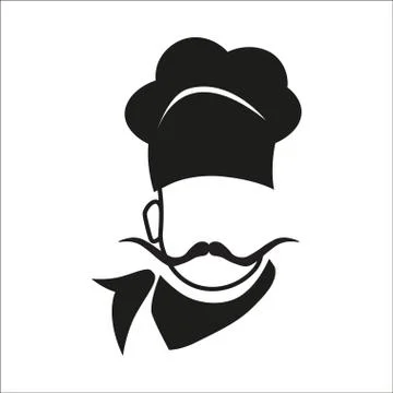Chef icon with hat and big mustache Stock Illustration