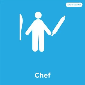 Chef icon isolated on blue background Free Stock Illustration