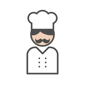 Chef icon with a moustache on white background Stock Illustration