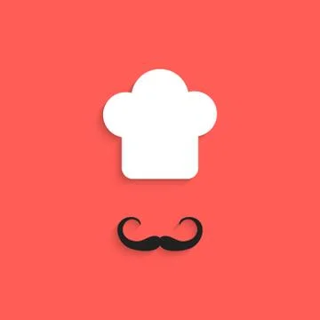 Chef icon with mustache isolated on red background Stock Illustration