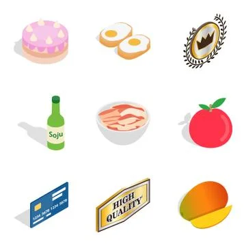 Chef icons set, isometric style Stock Illustration