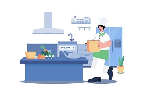 Chef Illustration concept. A flat illustration isolated on white background Stock Illustration
