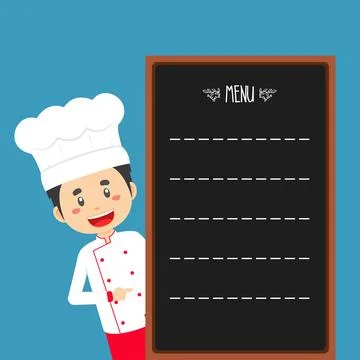 Chef Illustration with Menu Template Stock Illustration