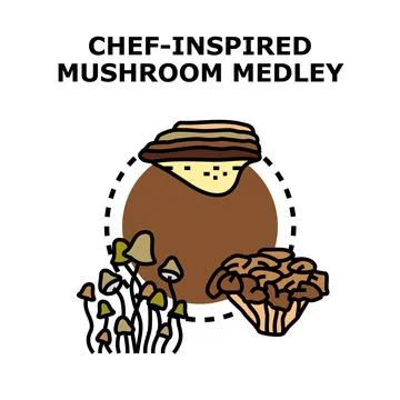 Chef inspired mushroom medley vector icon Stock Illustration