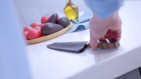 The chef is juggling a knife in the kitchen. Stock Footage 134232102