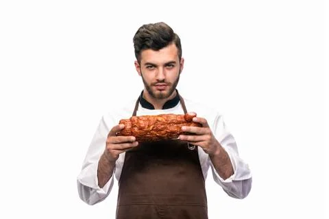 Chef keeps a ham Stock Photos