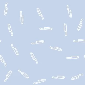 Chef kitchen knife line vector seamless pattern Stock Illustration