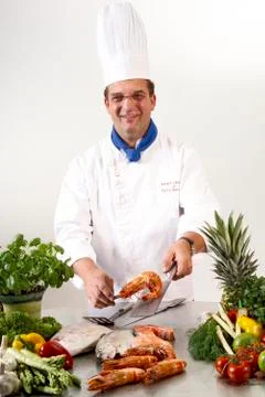 Chef in kitchen Foto stock