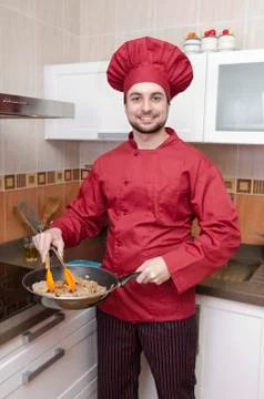 The chef in the kitchen. Foto stock