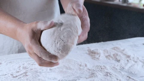 Chef in a kitchen prepares the dough with flour to make the Italian pasta 스톡 동영상 111290199