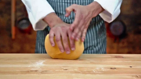 Chef kneading dough Stock Footage 88899967