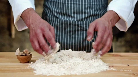 Chef kneading dough Stock Footage 88900031