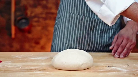 Chef kneading dough Stock Footage 88900069