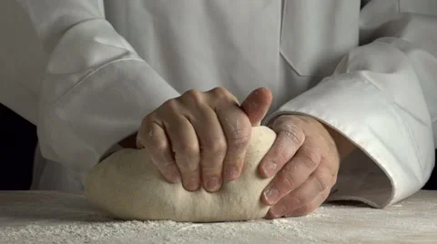 Chef kneading dough slow motion Stock Footage 62508485