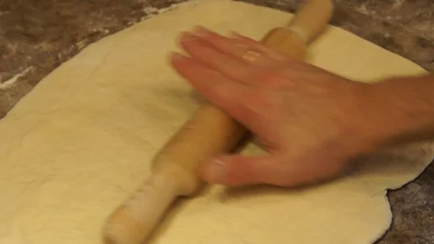 Chef kneads the dough. Chef preparing pizza. Making pizza. Cooking process Stock Footage 98122992