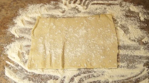 Chef kneads the dough. Cooking. Flour. Baking. Cooking process Stock Footage 99393853