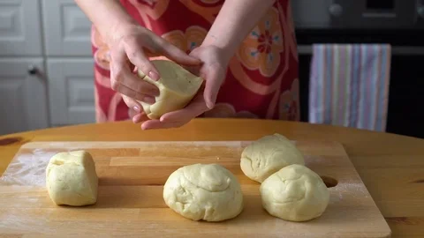 Chef kneads the dough Stock Footage 75651009