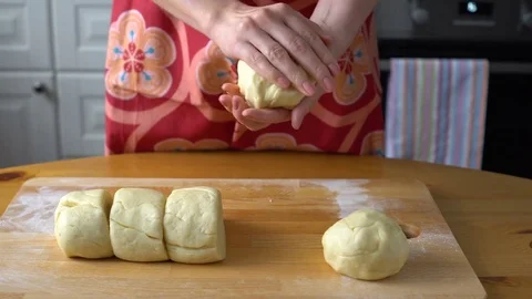 Chef kneads the dough Stock Footage 76027277