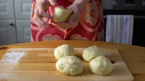Chef kneads the dough Stock Footage 76027410