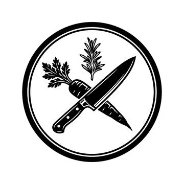 Chef Knife and Vegetable Emblem Ilustración de archivo