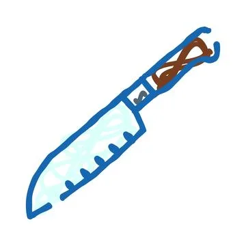 Chef knife drawing sketch scribble doodle on white イラスト素材