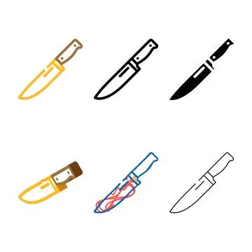 Chef knife kitchen cookware color icon vector designs Stock Illustration