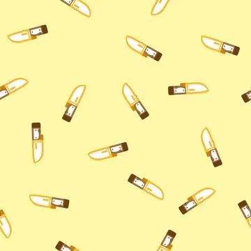 Chef knife kitchen cookware isometric icon seamless pattern Stock Illustration