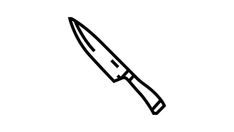 Chef knife kitchen cookware line icon animation Stock Footage 326135900
