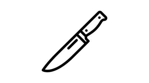 Chef knife kitchen cookware line icon animation Video stock 326765187