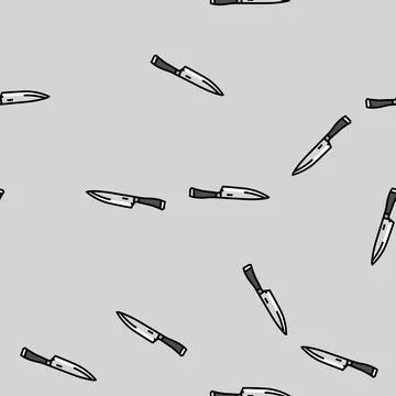 Chef knife kitchen cookware vector seamless pattern Stock Illustration