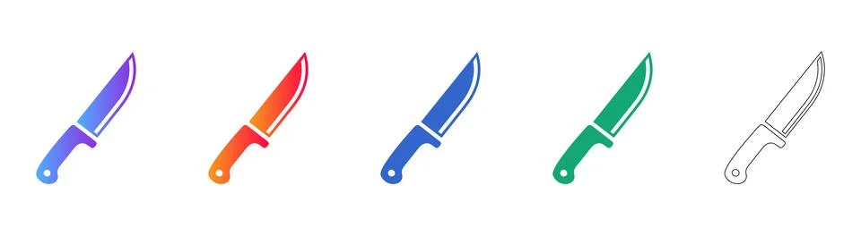 Chef Knife Kitchen Tool Icon Collection Stock Illustration