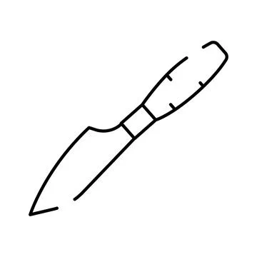 Chef knife kitchen tool outline drawing Illustration