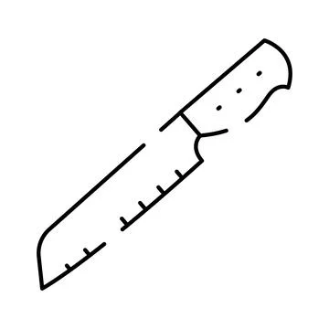 Chef knife linear icon preparing food ingredients Stock Illustration