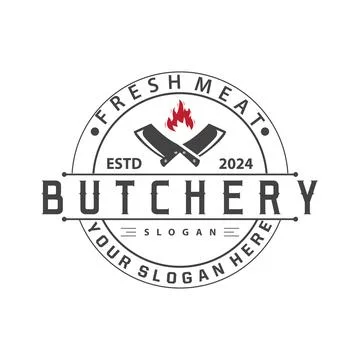 Chef knife logo illustration old vintage design for butcher knife brand for.. Stock Illustration