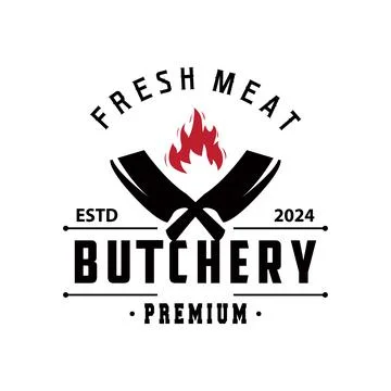Chef knife logo illustration old vintage design for butcher knife brand for.. Stock Illustration